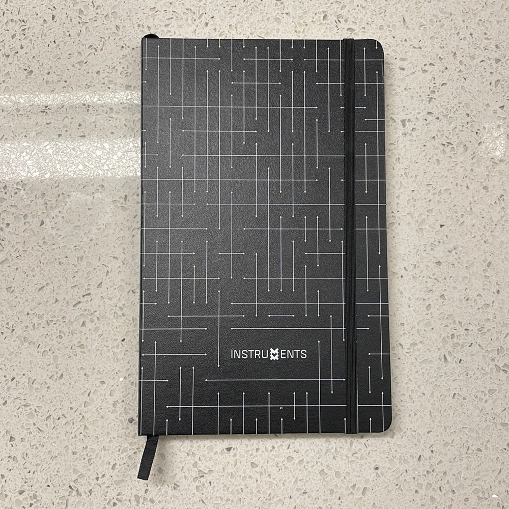 Instruments Black Grid Notebook With Blank Open Pages & Bookmark